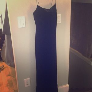 Floor length velvet and satin evening gown
